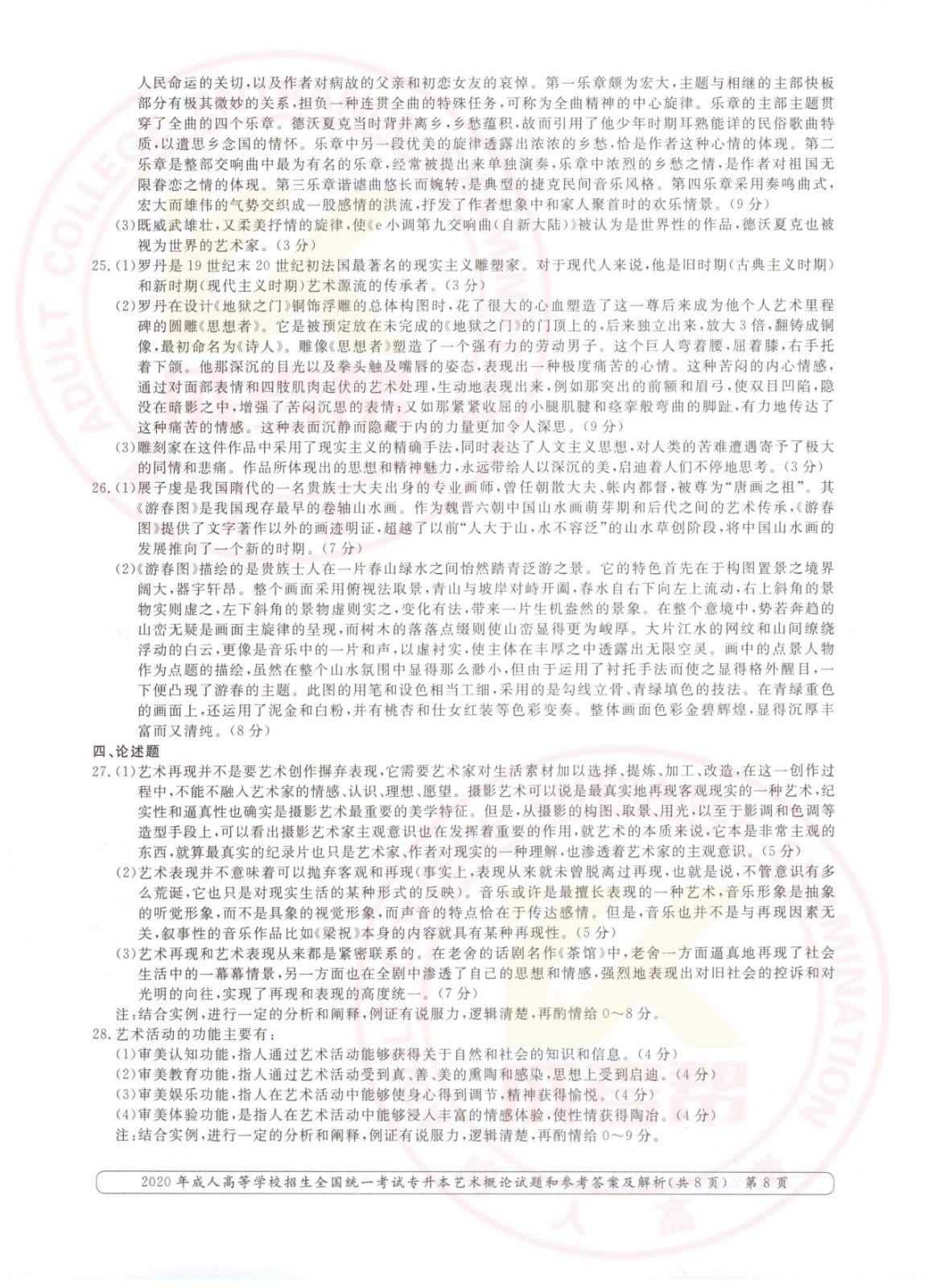 008.jpg 2020年浙江省成考专升本艺术概论考试真题及答案(图8)