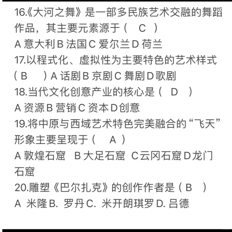 2024年成人高考全国统一考生(专升本艺术概论)真题答案 2024年成人高考全国统一考生(专升本艺术概论)真题答案