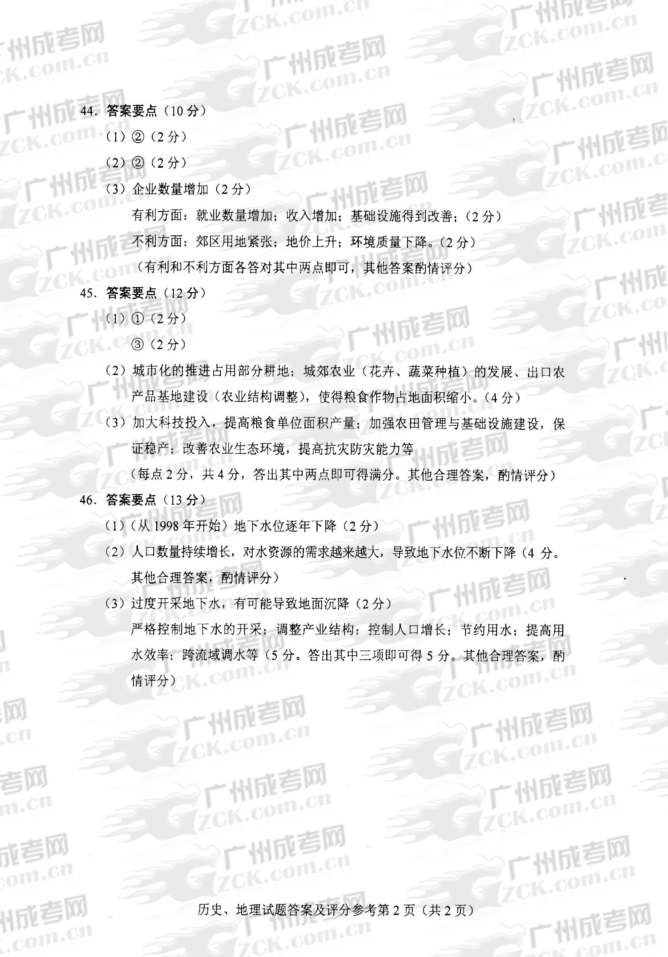 成人高考2013年统一考试史、地试题答案及评分参(图2) 成人高考2013年统一考试史、地试题答案及评分参(图2)