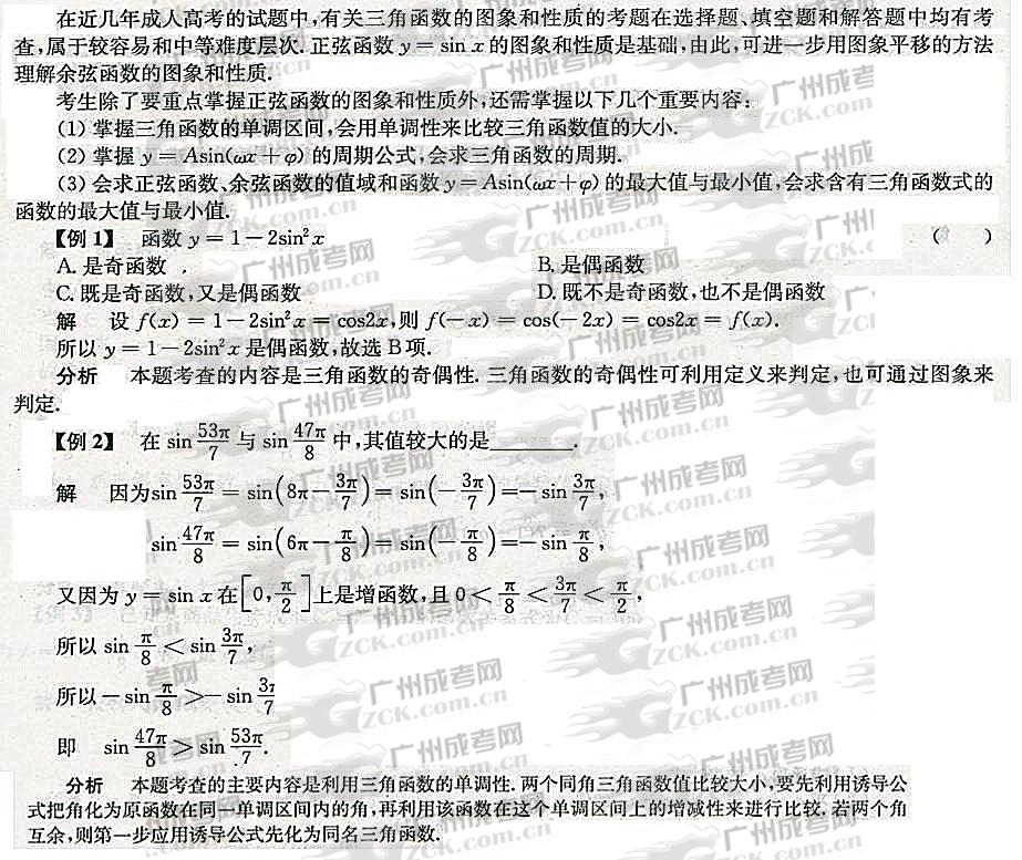 2012年成人高考高升专数学考点分析(三角)(图4) 成人高考 高升专 数学 考点