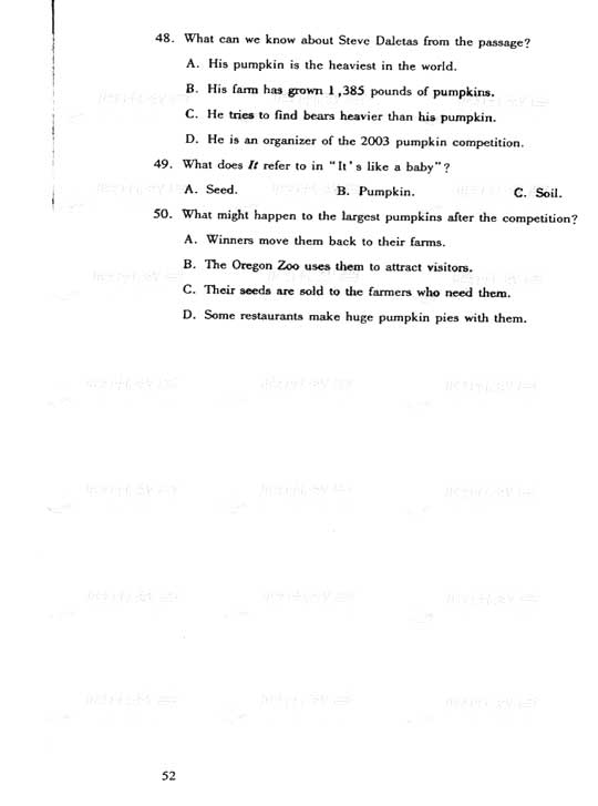2006年成人高考英语试题及答案下(高起点)(图4) 2006年成人高考英语试题及答案下(高起点)(图4)