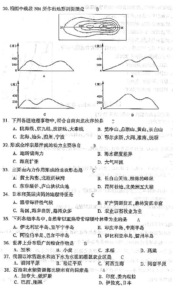 2004年成人高考高起点地理历史试题及答案(图4) 2004年成人高考高起点地理历史试题及答案(图4)