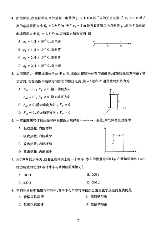 2005年成人高考物理化学试题及答案上(高起点)(图2) 2005年成人高考物理化学试题及答案上(高起点)(图2)