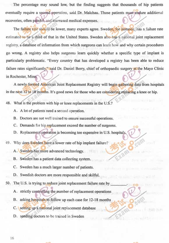 2011成人高考专升本《英语》试题及答案