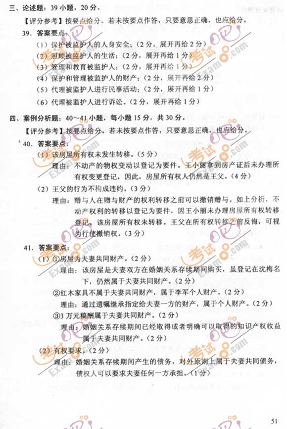 2011成人高考专升本《民法》试题及答案(图7) 2011成人高考专升本《民法》试题及答案(图7)