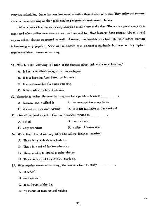 2005年成人高考专升本大学英语试题及答案(图11) 2005年成人高考专升本大学英语试题及答案(图11)