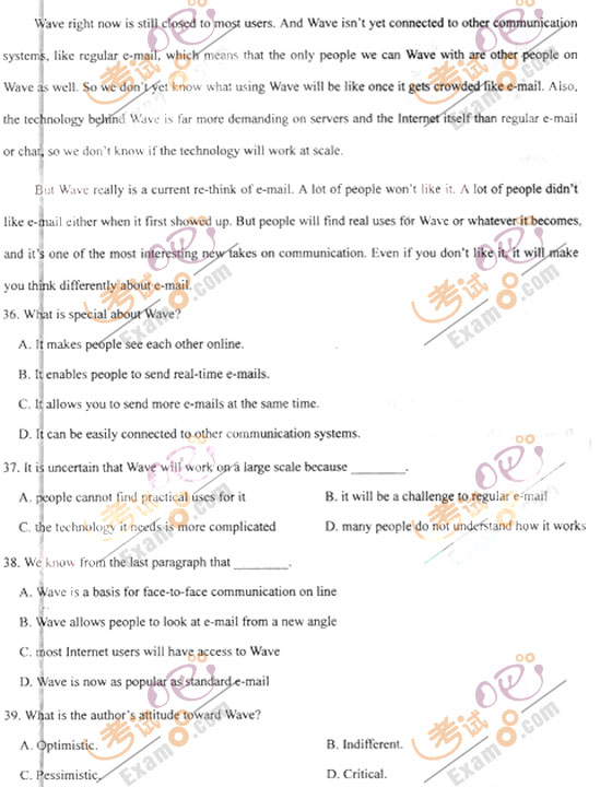2010成人高考专升本英语试题及答案(图5) 2010成人高考专升本英语试题及答案(图5)