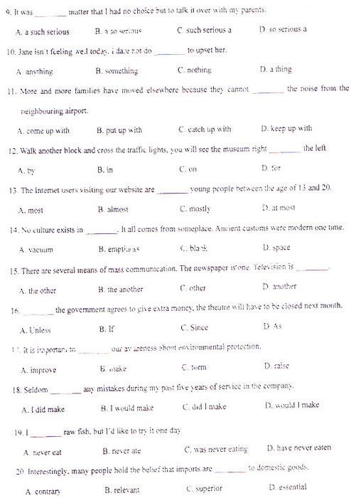 2009年成人高考专升本英语试题及答案(图2) 2009年成人高考专升本英语试题及答案(图2)