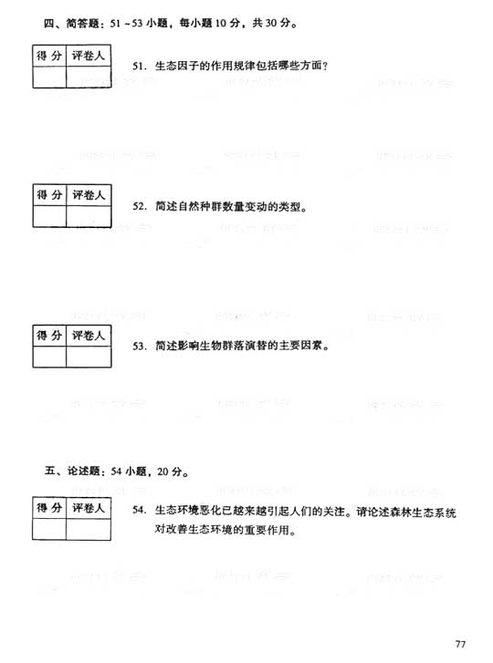 2006年成人高考专升本生态学基础试题及答案(图5) 2006年成人高考专升本生态学基础试题及答案(图5)
