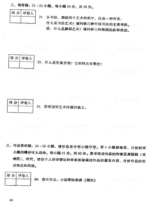 2006年成人高考专升本艺术概论试题及答案(图3) 2006年成人高考专升本艺术概论试题及答案(图3)