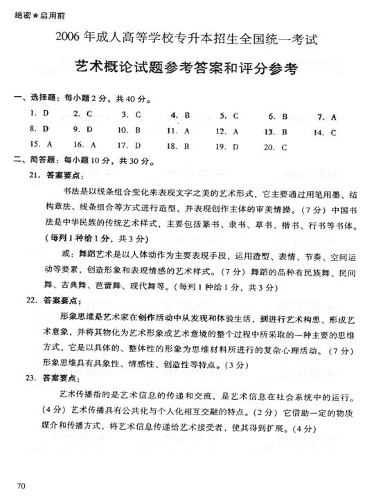 2006年成人高考专升本艺术概论试题及答案(图5) 2006年成人高考专升本艺术概论试题及答案(图5)