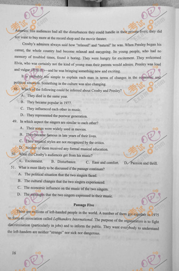 2012年成人高考专升本《英语》试题及答案(图9) 2012年成人高考专升本《英语》试题及答案(图9)