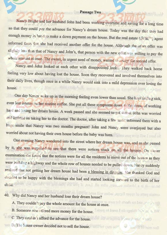 2013年成人高考专升本英语真题及答案(标准版)(图6) 2013年成人高考专升本英语真题及答案(标准版)