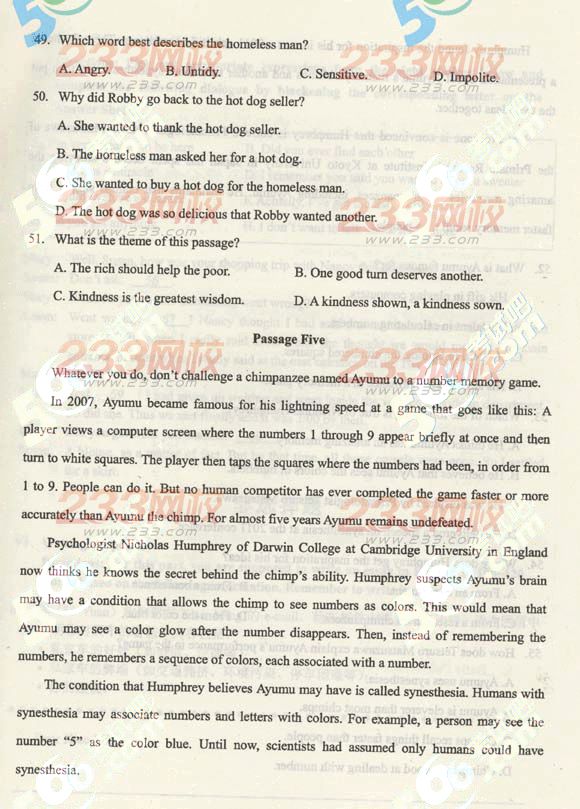 2013年成人高考专升本英语真题及答案(标准版)(图10) 2013年成人高考专升本英语真题及答案(标准版)