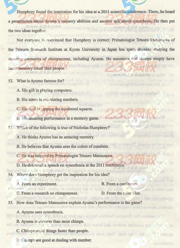 2013年成人高考专升本英语真题及答案(标准版)(图11) 2013年成人高考专升本英语真题及答案(标准版)