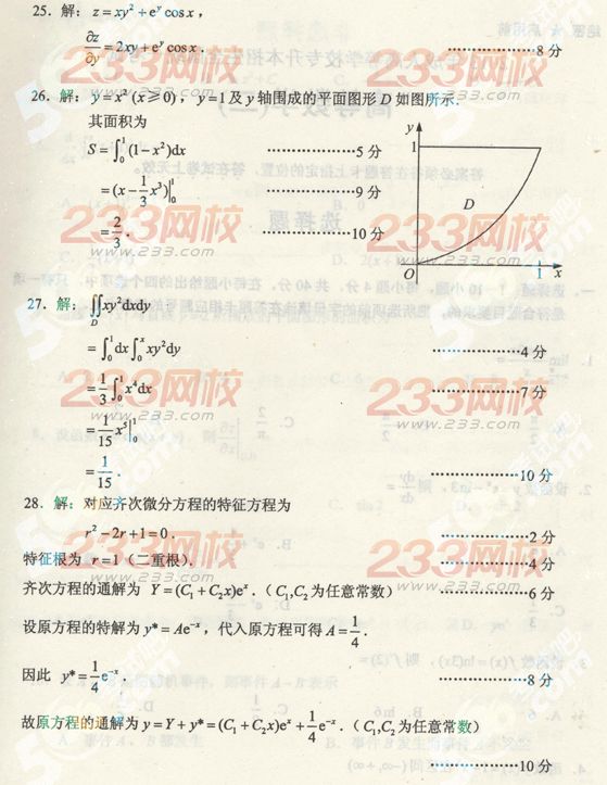 2013年成考专升本数学一真题及答案(标准版)(图6) 2013年成人高考专升本数学一真题及答案(标准版)